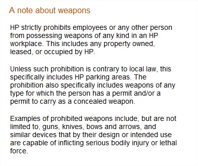 A note about weapons
