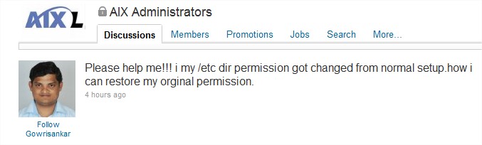 File:LinkedIn - AIX Administrators -Please Help me!!! My etc dir permission got changed from normal setup..jpg