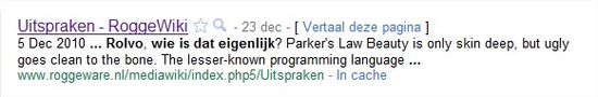 Google zoekresultaat op "Rolvo, wie is dat eigenlijk?
