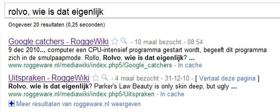 Google zoekresultaat op "Rolvo, wie is dat eigenlijk?